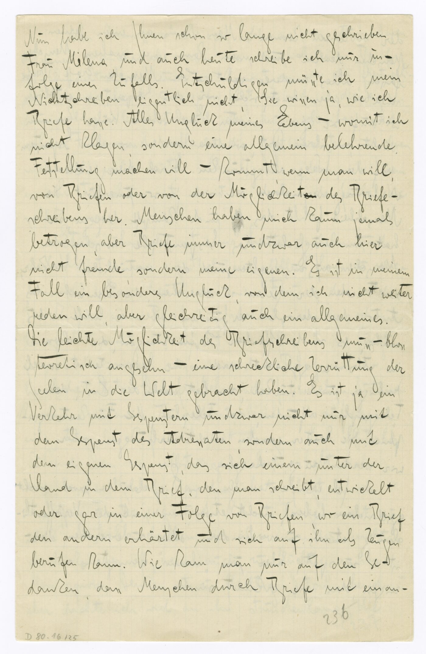 Kafka denkt übers Briefeschreiben nach